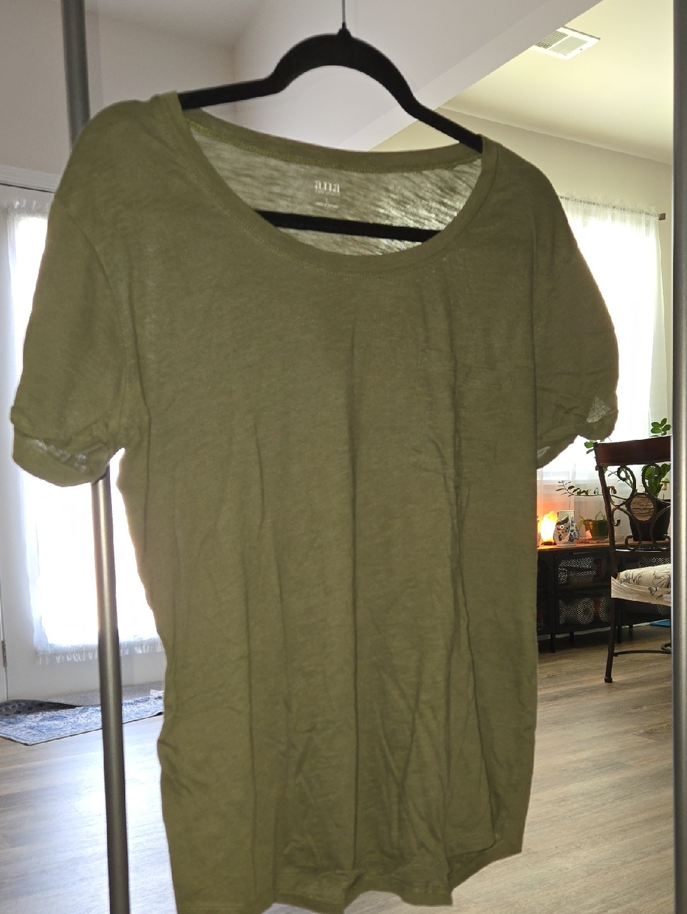 a.n.a Olive Green Scoop Neck Short Sleeve Tee